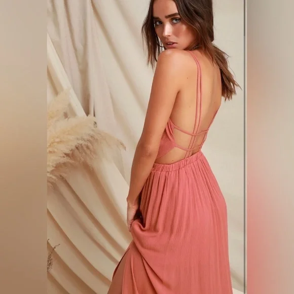 Lulus | Dresses | Lulus Lost In Paradise Maxi Dress Pink | Poshmark